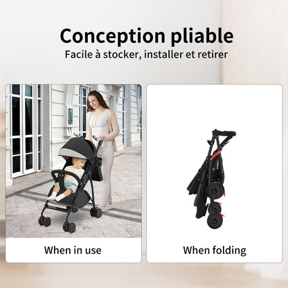 Kinderbuggy, Klein Zusammenklappbar Kinderwagen,Rücken und Fußstützenverstellung,Hinterradbremse,5-Punkt-Gurt,Einfaches Ein-Hand-Falten,Baby Reisebuggy