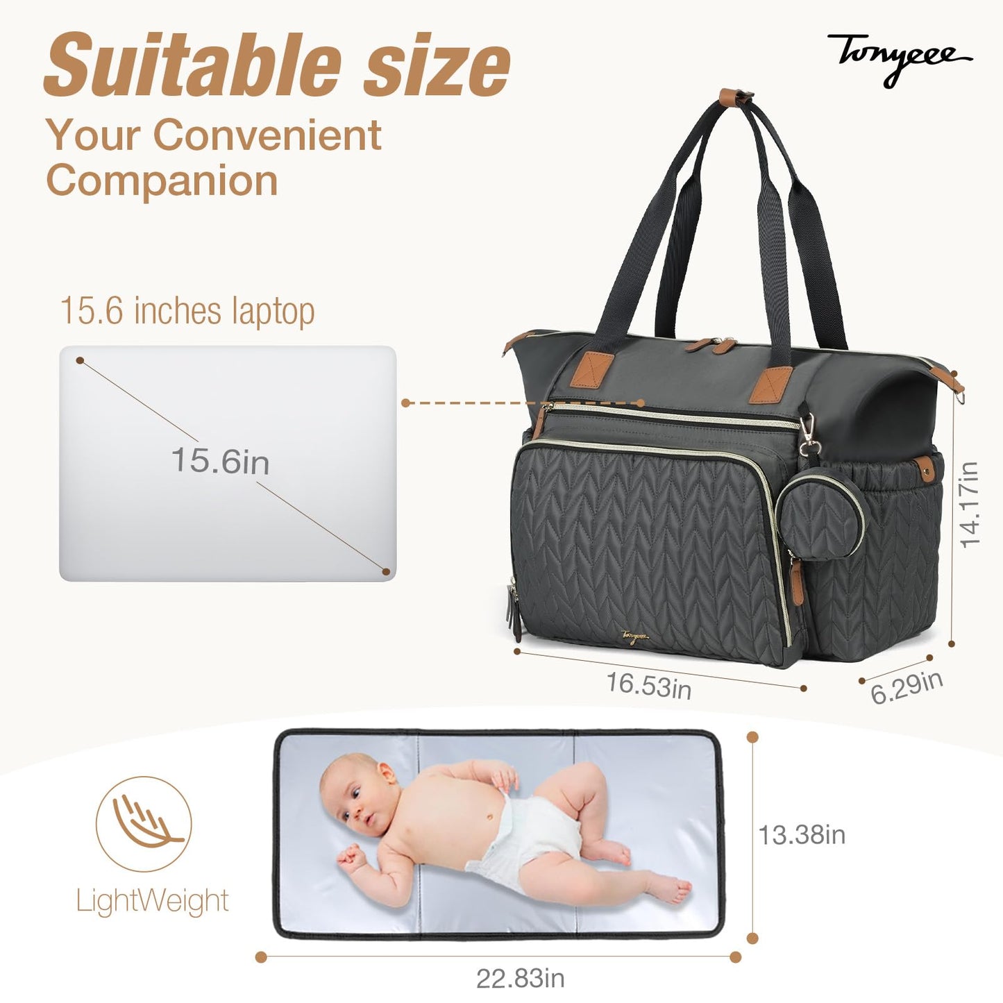 Wickeltasche mit Schnullertasche und Wickelunterlage, Wickelrucksack Multifunktions-Babytasche für Große Reisewindeltasche für Mama und Papa, isolierten Taschen-Dunkelblau