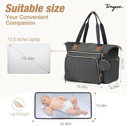Wickeltasche mit Schnullertasche und Wickelunterlage, Wickelrucksack Multifunktions-Babytasche für Große Reisewindeltasche für Mama und Papa, isolierten Taschen-Dunkelblau