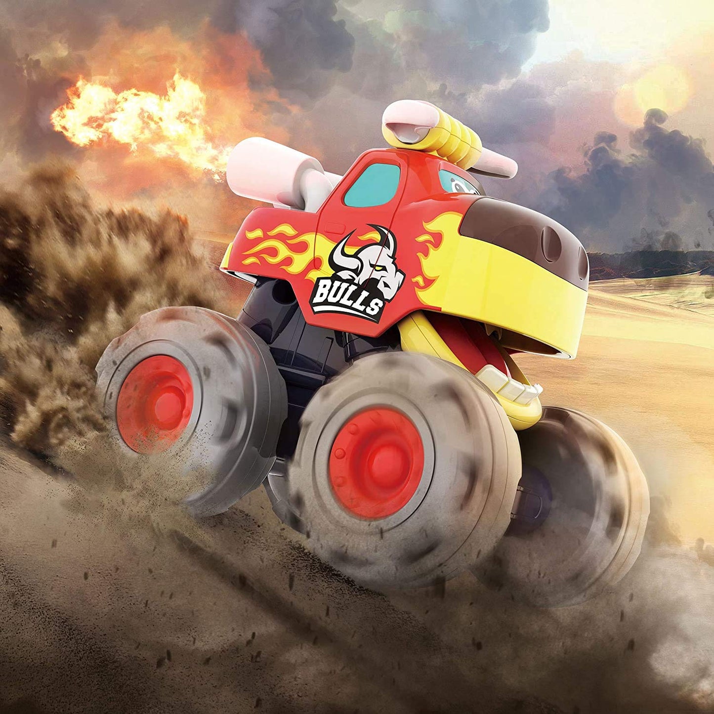 MOONTOY Baby Spielzeugauto Bagger Konstruktionsfahrzeuge Baufahrzeuge 4 in einem Set für Kinder, Traktor, Bulldozer, Kipper & Zementmischer
