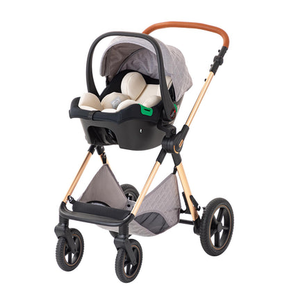 BEBBY 3-in-1 Kinderwagen KombiKinderwagen-Set 2-in-1 Buggy faltbar Luxus Hochlandschaft Neugeborenes Tragbarer Kinderwagen Zusammenklappbarer Kinderwagen Kinderwagen Travel System (D2-DEEPGREY)