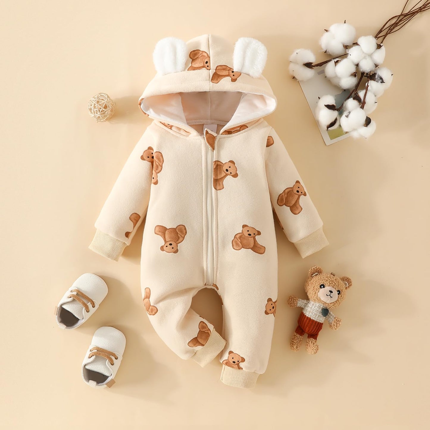 Baby Strampler Neugeborenen Herbst Winter Overall Kleinkind Tier Kostüm Overall mit Kapuze Langarm Bodysuit für Baby Mädchen Jungen Kuscheln