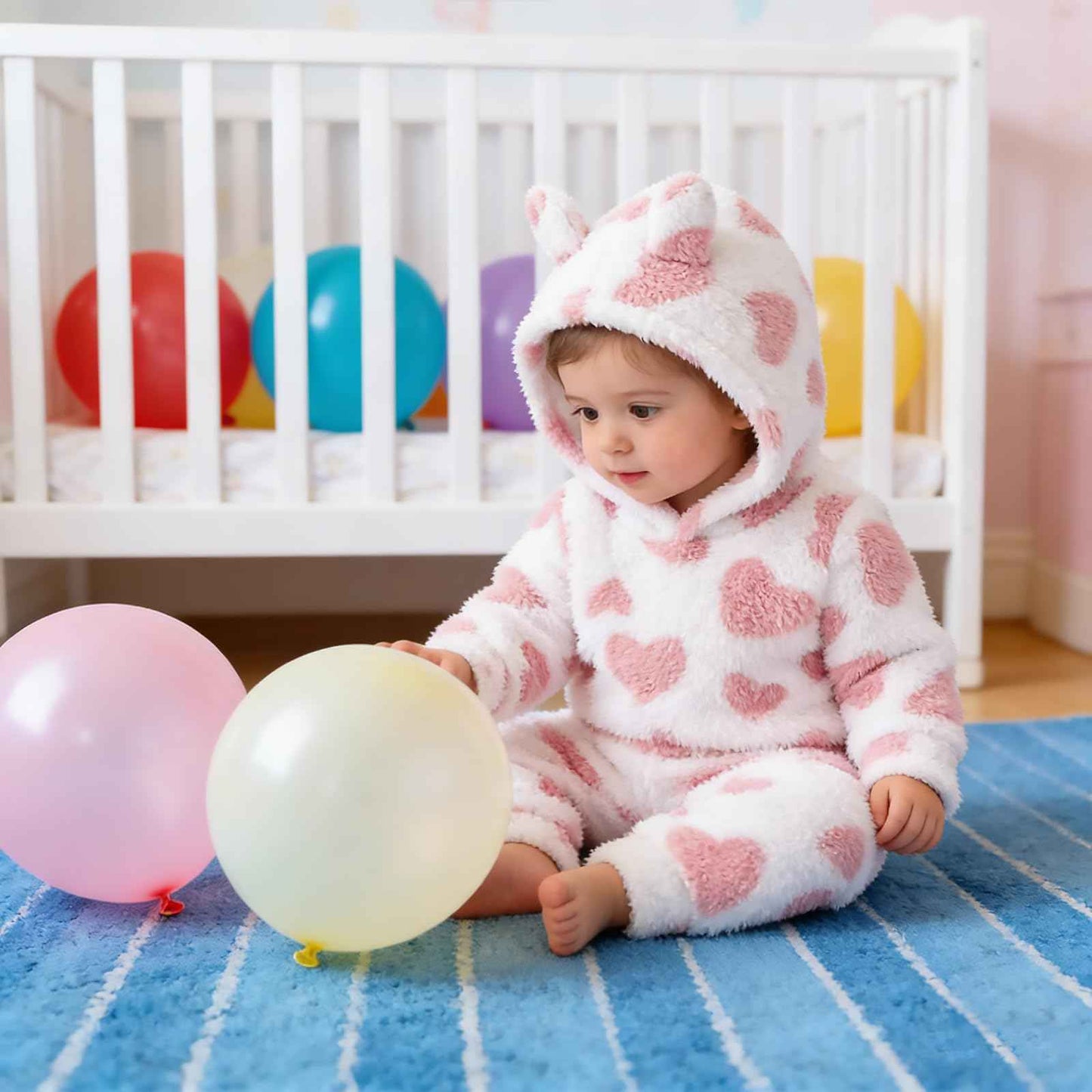 Kunyeah 2pcs Baby Girls Fleece Clothing Toddler Plush Pullover Sweatshirt Newborn Long Sleeve Top Trousers Set Warm Hoodies Outfit