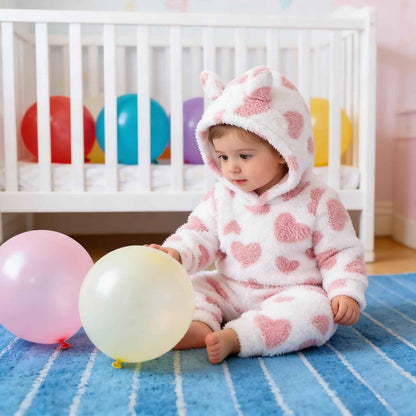 Kunyeah 2pcs Baby Girls Fleece Clothing Toddler Plush Pullover Sweatshirt Newborn Long Sleeve Top Trousers Set Warm Hoodies Outfit