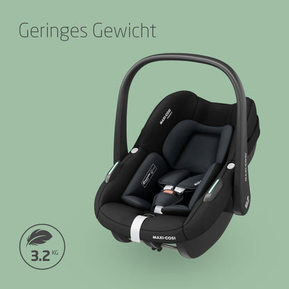Maxi-Cosi Pebble i-Size, Babyschale, 0–15 Monate, 0–13 kg, 40–83 cm, leichter i-Size Kindersitz, Click&Go-Installation, G-CELL Seitenaufprallschutz, Sitzverkleinerer, Tonal Black - Meloni2