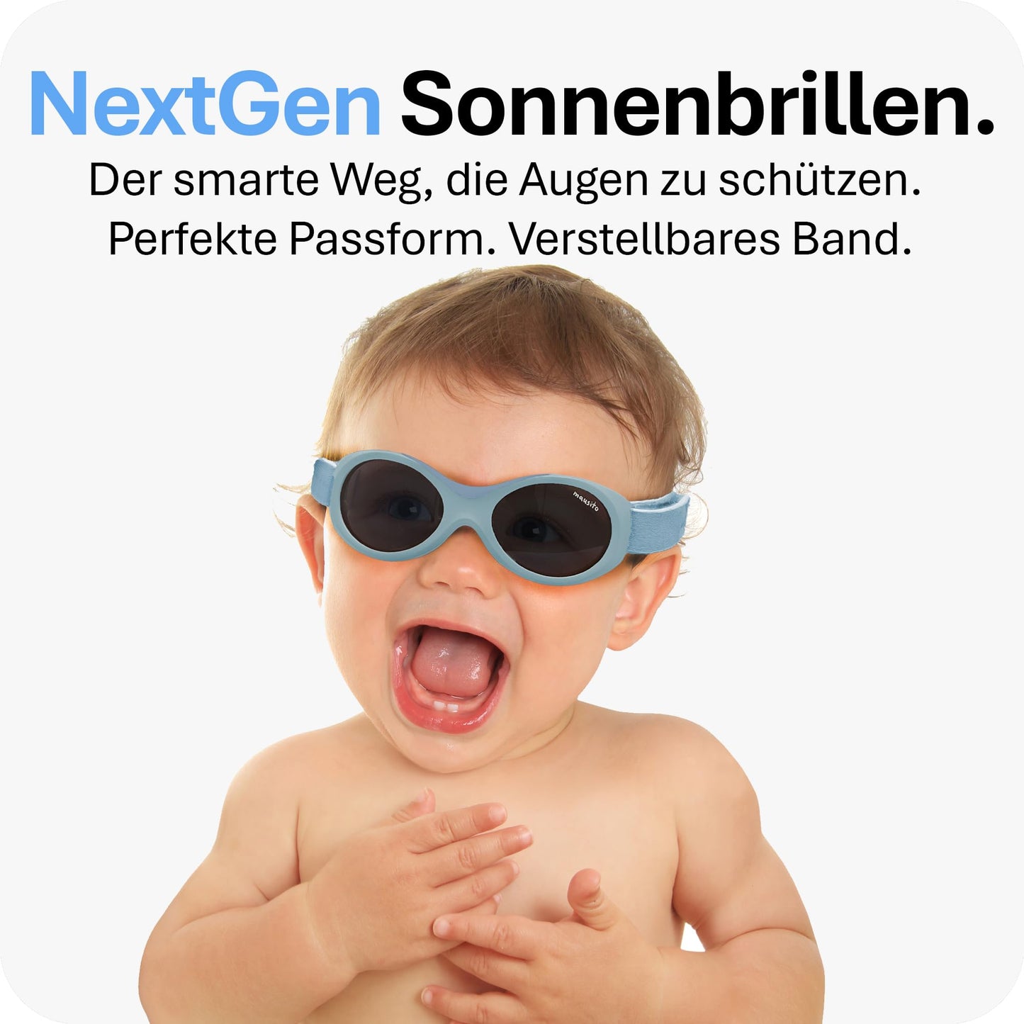 Mausito BABY Sonnenbrille 0-18 Monate Mädchen I VERGLEICHSSIEGER Sonnenbrille Baby 100% UV-Schutz I BIEGSAM & verstellbares Band I Schadstofffrei I Europäisches Design für Kinder gemacht
