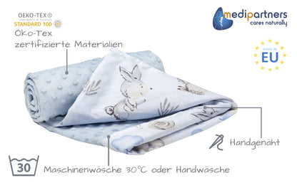 Medi Partners Babydecken Baby 100% Baumwolle Krabbeldecke Babydecke 75x100cm doppelseitig Kinderbett Minky Kuscheldecke Kinderwagen (REH mit grauem Minky)