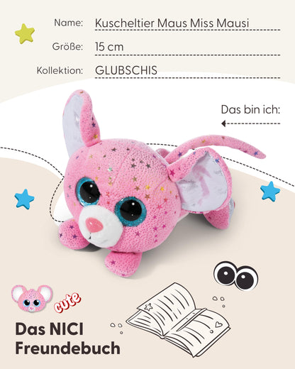 NICI GLUBSCHIS Lynx Lenzo 15cm - Dangling cuddly toy lynx with big glittery eyes - 49295 