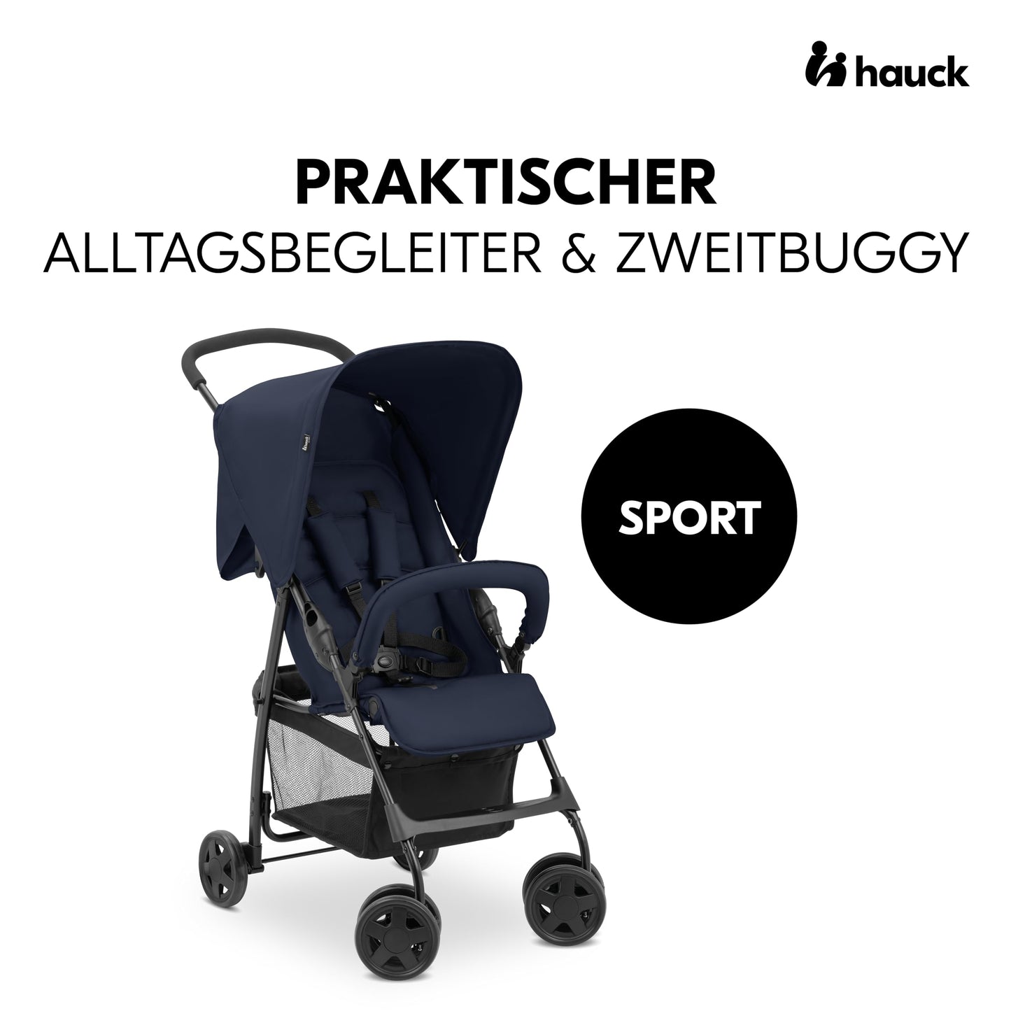 Hauck Lightweight Stroller up to 18 kg with reclining function from birth, small foldaway, sun canopy, large basket