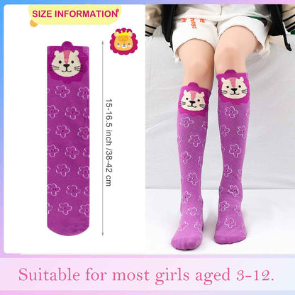 PHOGARY 6 Pairs of Knee Socks for Girls, Cute Socks Colourful Socks Children, Warm Knee Socks Children, Medium Calf Length, Long Knee Socks Girls from 3 to 12 Years, One Size