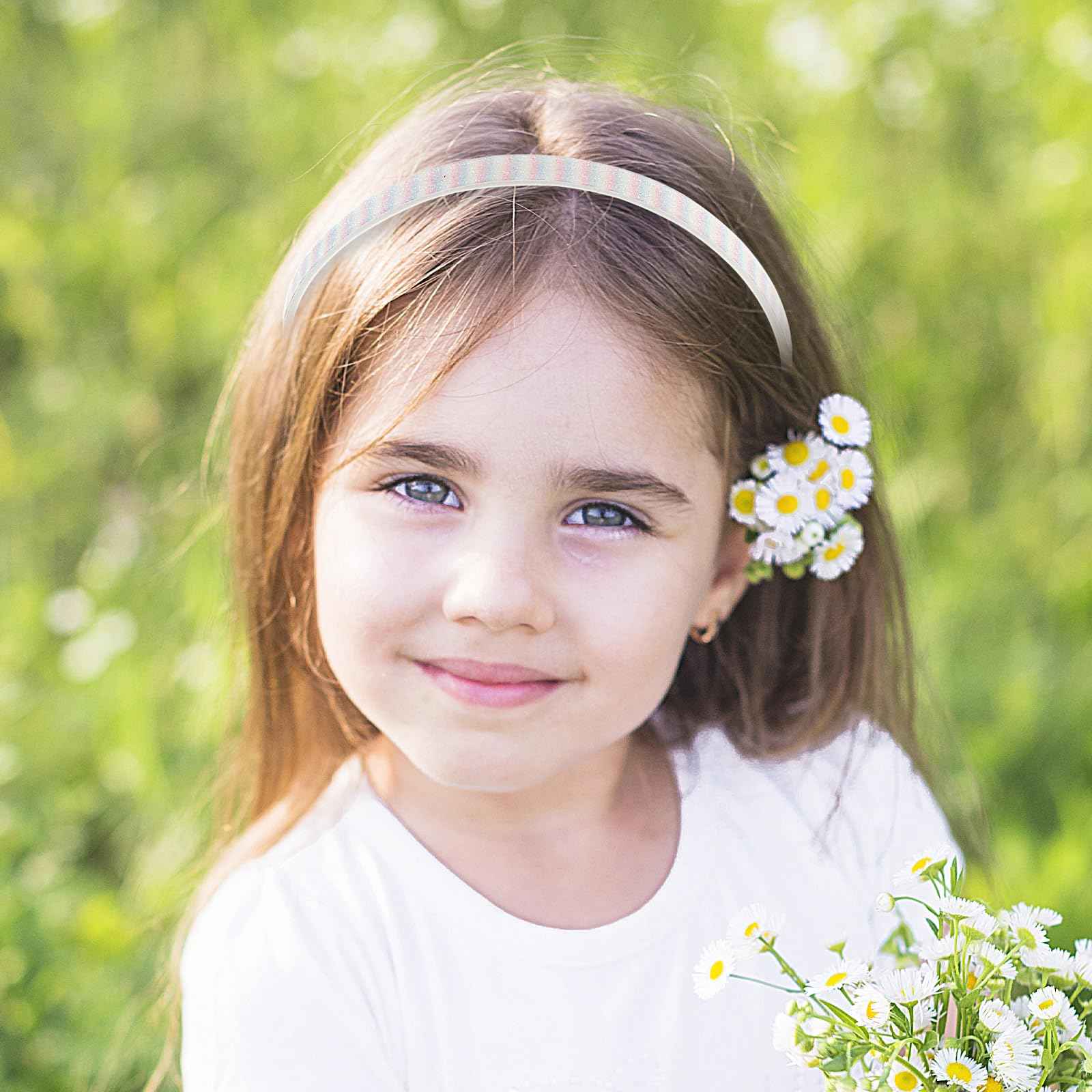 WLLHYF Pack of 4 Glitter Headbands, Colourful Hair Accessories, Plastic, Glittering, Cute, Non-Slip, Thick, Glittery, Confetti, Rainbow Hair Bands with Teeth for Little Girls (2 Gradient 2 Stars)