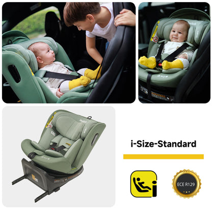 Jovikids 360° Drehbar Kindersitz mit ISOFIX, i-Size 40-150cm(ab Geburt -12 Jahre) Baby Autositz Reboarder mit Liegefunktion & Abnehmbar Vordach, ECE R129 (Rosa) - Meloni2