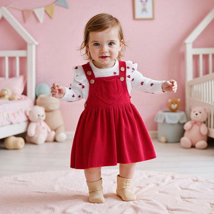 Baby Kleidung Mädchen Neugeborene Kleidung Rüschen Baby Strampler Hosenträger Rock Kleidung Sets für Baby Mädchen Valentinstag Baby Geschenk Babys Valentinstag Outfit Mädchen 0-18 Monate
