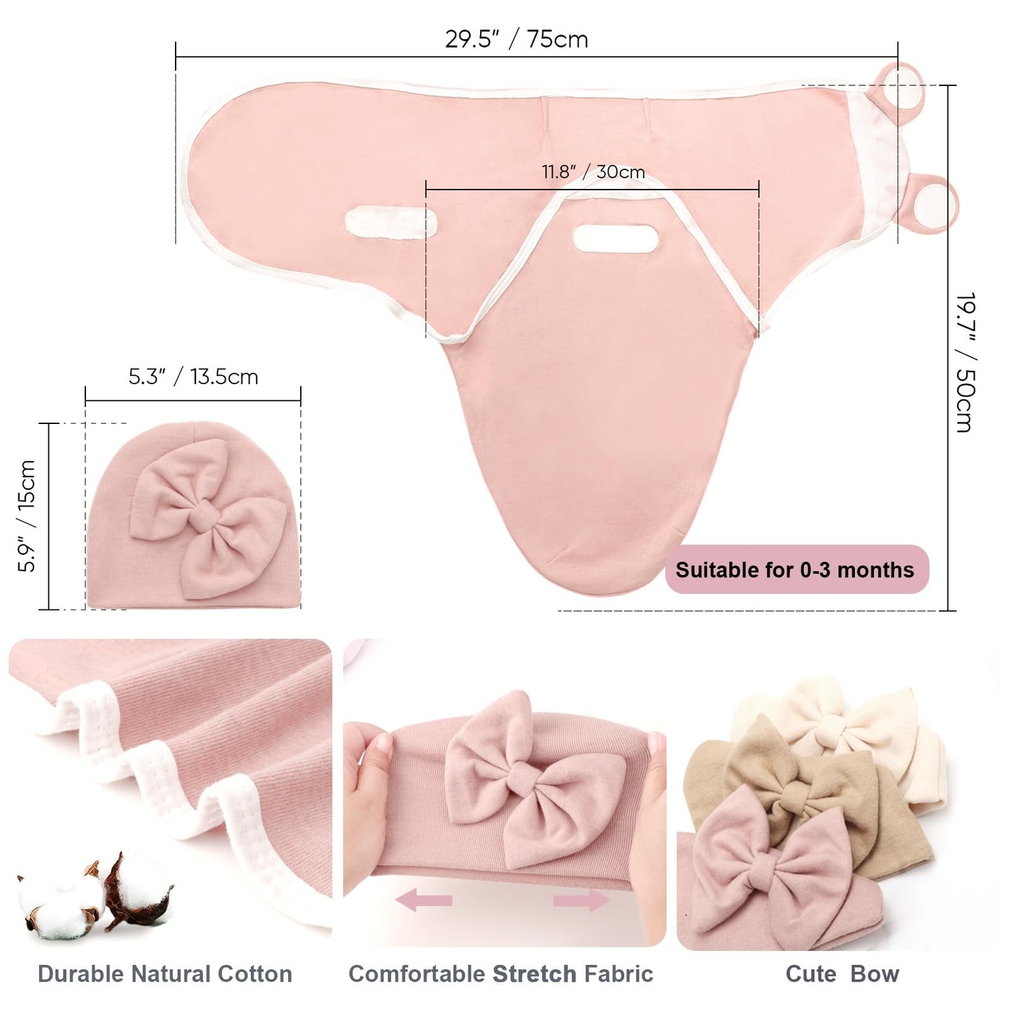 Neugeborene Swaddle Decke Hut Set Baby Gedruckt Swaddles Säugling Einstellbar Schlafsack für 0-3 Monate Mädchen Jungen