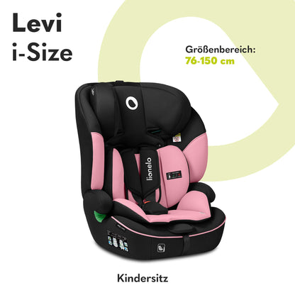 LIONELO LEVI I-SIZE 76-150 cm Kinderautositz, Gruppe 1 2 3, Seitenschutz, 10 Grad Kopfstützenverstellung Bequeme Armlehnen Verstellbare Rückenlehne, R129 i-Size