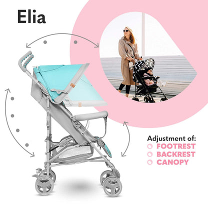 LIONELO Elia Buggy Small Foldable Pushchair up to 15 kg, Back and Footrest Adjustment, Rear Wheel Brake, Mosquito Net, Shopping Basket - Meloni2