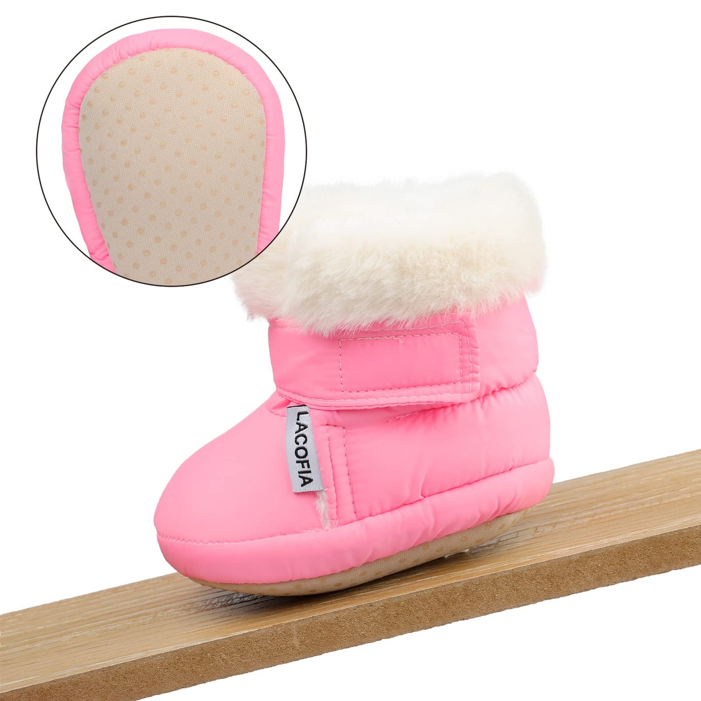 LACOFIA Baby Boys Girls Winter Shoes Baby Winter Boots with Non-Slip Soft Sole Crawling Shoes
