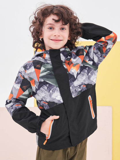 NATUST Boys' Lined Rain Jacket Wind and Waterproof Transition Jacket 
