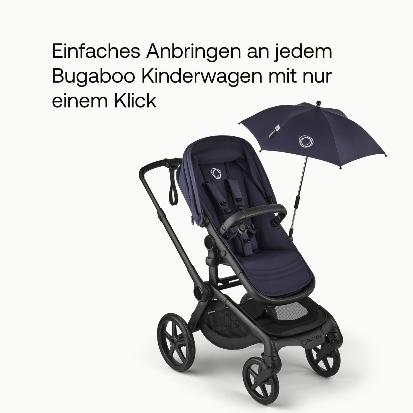 Bugaboo Sonnenschirm+, kompatibel mit allen Bugaboo Kinderwagen, mit UPF 50+ Schutz gegen UV-Strahlen, große Schattenfläche, Verbindung mit einem Klick & leicht verstellbarer Mechanismus, Desert Taupe