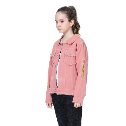 Amur Leopard Kids Girls Denim Jacket Cotton Denim Jacket Cute Children Spring Autumn Jacket 