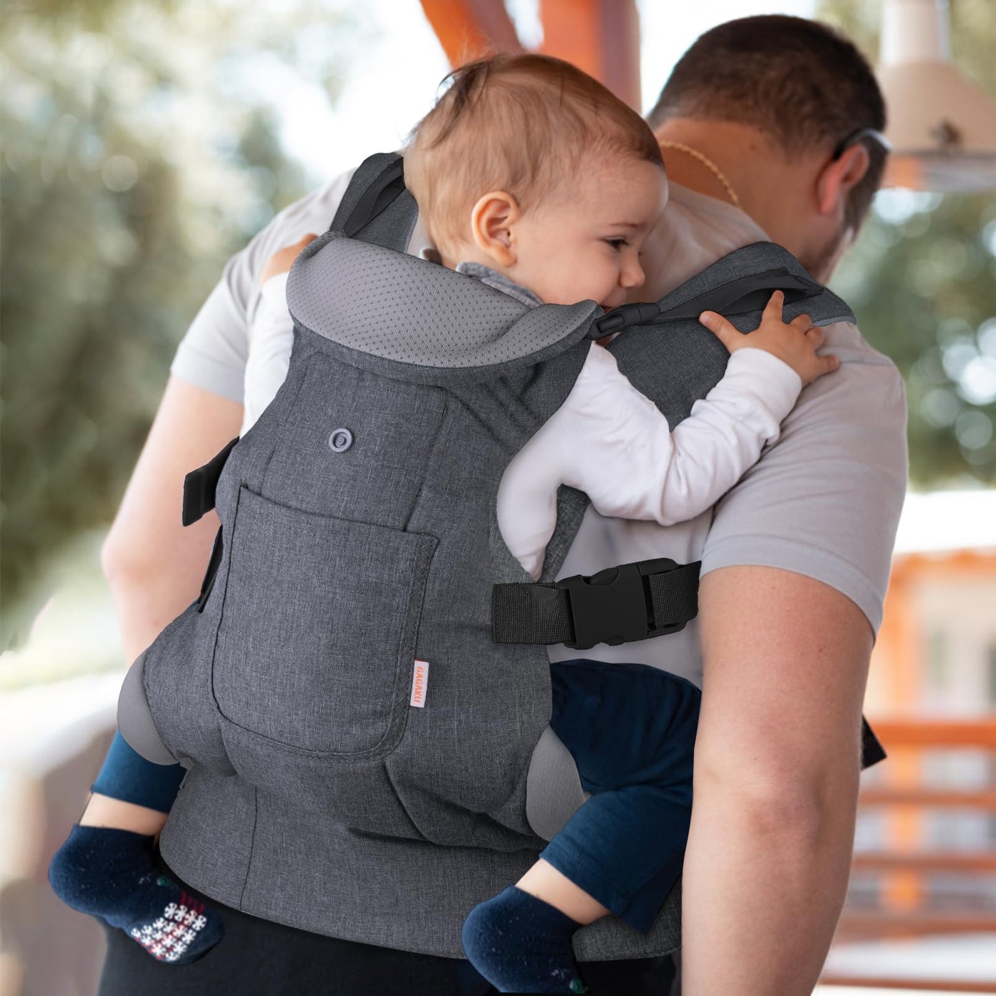 GAGAKU Babytrage für Babys Kleinkinder 0-36 Monate, Einfach zu Tragen Gesicht in Gesicht nach Vorne und Hinten Tragen für Kinder - Grau