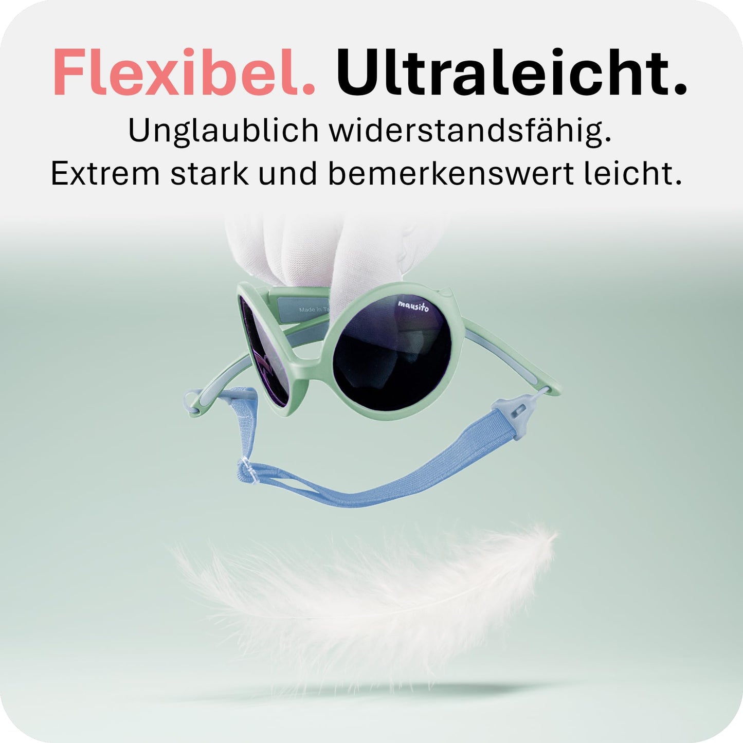 Mausito Sonnenbrille Kinder 6-24 Monate & 2-5 Jahre | VERGLEICHSSIEGER Kindersonnenbrille 100% UV-Schutz | BIEGSAM | Schadstofffreie Kindersonnenbrillen mit Band | Europäisches Design für Kinder