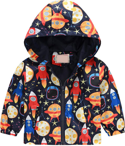 KQIVAM Children's Rain Jacket Transition Jacket Waterproof Outdoor Jacket Windproof with Hood Waterproof Jacket for Children Unisex Rainwear for Girls and Boys 