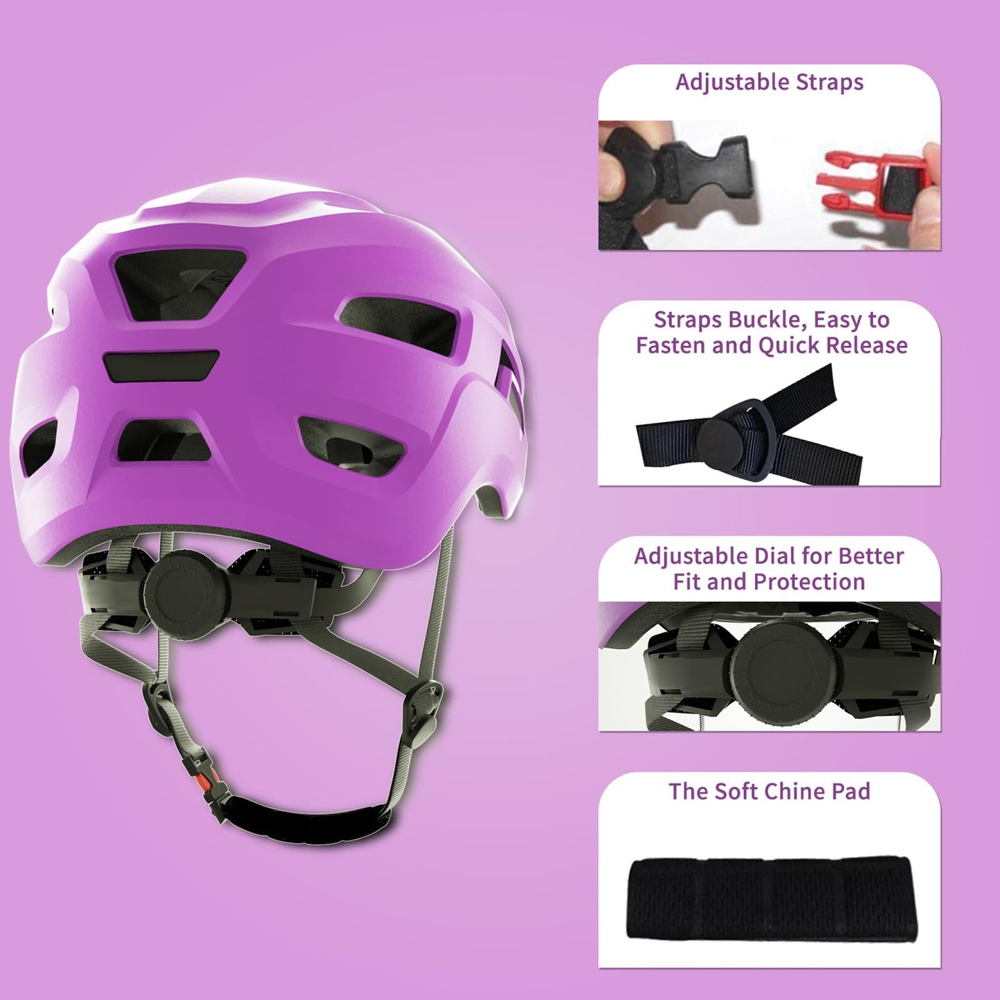 KORIMEFA Toddler Helmet Children's Bicycle Helmet Baby Multi-Sport Adjustable Helmet Sports Helmet Cycling Bicycle Scooter Skateboard Helmet Lightweight for Children Boys Girls from 2-8 Years Old
