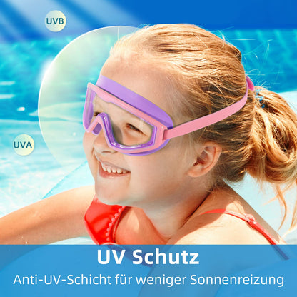 Water Space Swimming Goggles for Children 3-15, Panoramic View, Anti-Fog, No Leaking, Swimming Goggles for Swimming Pool and Beach
