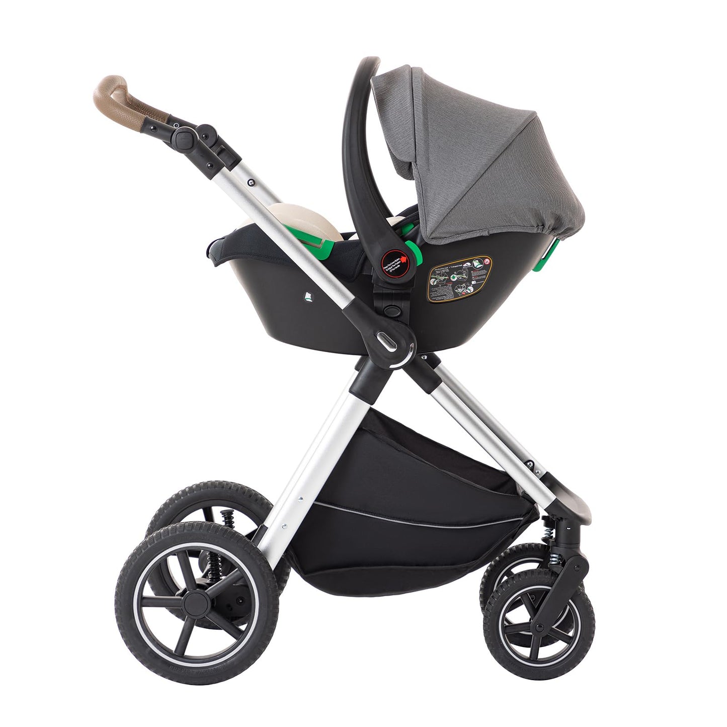 BEBBY 3-in-1 Kinderwagen KombiKinderwagen-Set 2-in-1 Buggy faltbar Luxus Hochlandschaft Neugeborenes Tragbarer Kinderwagen Zusammenklappbarer Kinderwagen Kinderwagen Travel System (D2-DEEPGREY)