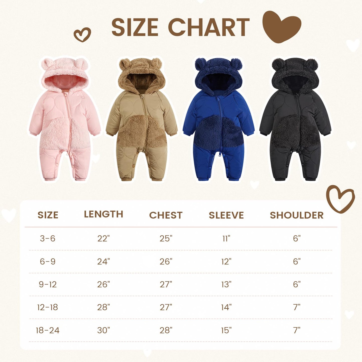 Baby Schneeanzug, Baby Jungen Mädchen Winter Overall Strampler Neugeborenen Schnee Overall für 3-24 Monate