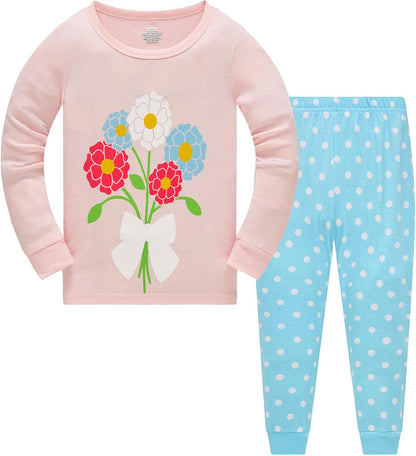 TEDD Girls' Pyjamas, Cotton, Cute, Unicorn, Long Sleeves, Two-Piece Pyjamas Set, Kids’ Sleepwear, Winter, Christmas, Sizes 1-12 Years
