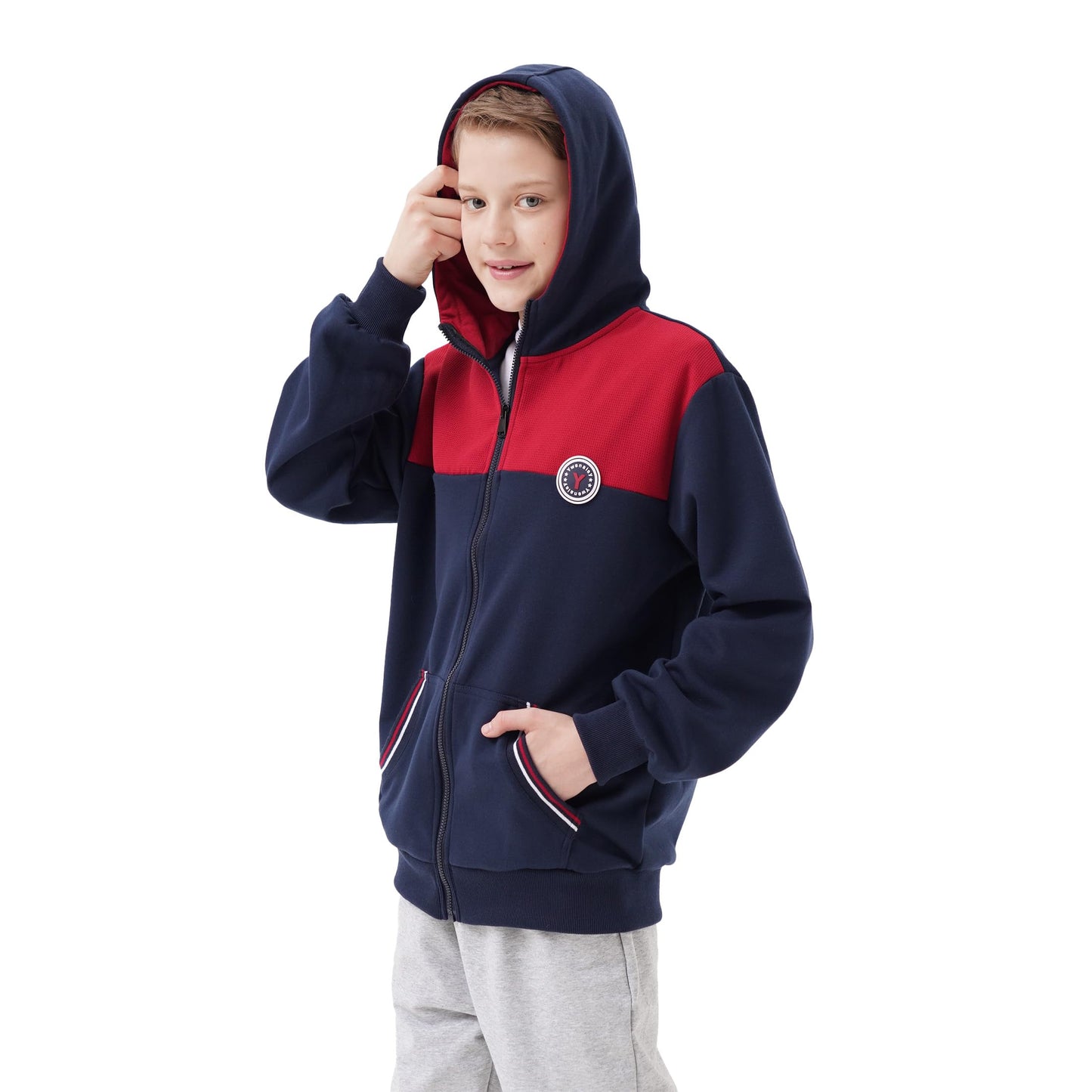 Ywenaisy Sweatjacke Jungen Zip Jacke Jungen Pullover Jungen mit Kapuze Zip Hoodie Kinder Jungen Sweatshirts Kapuzenpullover für Jungen Streetwear Hoodie Jungen für Jahre 8-16 und Höhe 116-170 cm