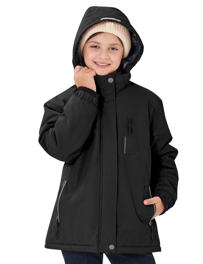 MoFiz Girls' Winter Jacket, Ski Jacket, Children's Softshell Jacket, Fleece Lining, Windproof, Outdoor Jacket with Hood