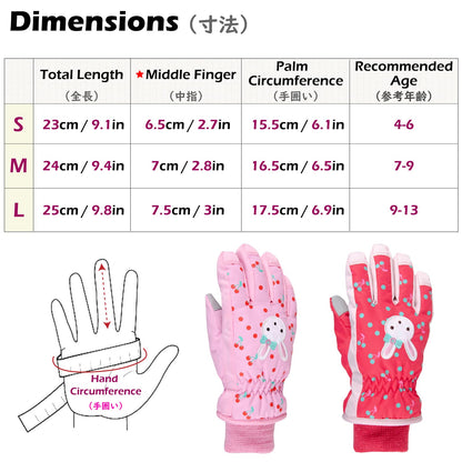 TRIWONDER Children's Ski Gloves, Thermal Fleece Gloves, Warm Winter Gloves for Boys and Girls