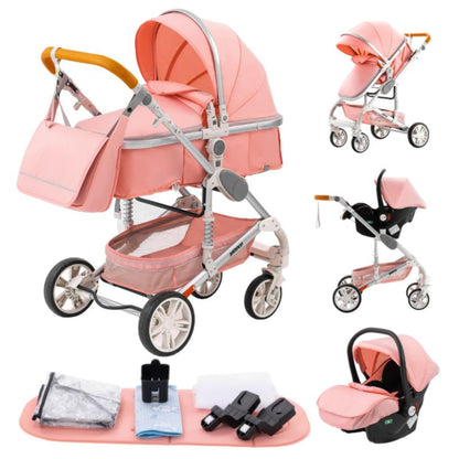YAZOCO Kinderwagen 3 in 1 Buggy Babybett Komplett Set mit einem Klick Zusammenklappbarer Kinderwagen, KombiKinderwagen Aluminiumrahmen für Neugeborene Sitzzubehör - Meloni2