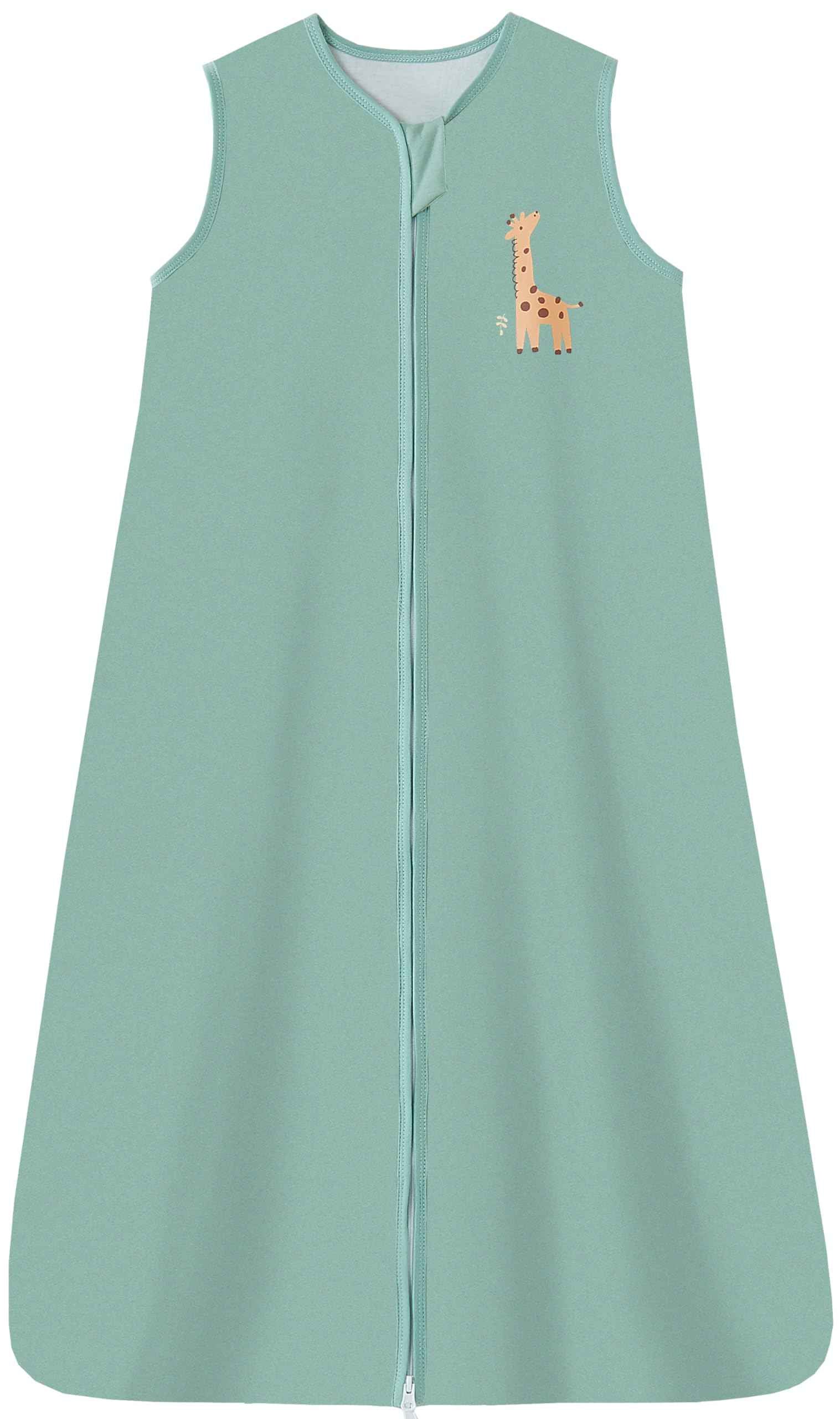 Chilsuessy Children's Sleeping Bag 1.5 Tog Pack of 2 Baby Sleeping Bag Made of 100% Cotton, Baby All-Year Sleeping Bag Pyjamas for Boys and Girls, 1.5 Tog/Elephant Lion + Green, 110 cm / Baby Height
