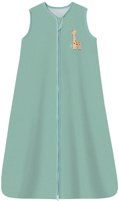 Chilsuessy Children's Sleeping Bag 1.5 Tog Pack of 2 Baby Sleeping Bag Made of 100% Cotton, Baby All-Year Sleeping Bag Pyjamas for Boys and Girls, 1.5 Tog/Elephant Lion + Green, 110 cm / Baby Height