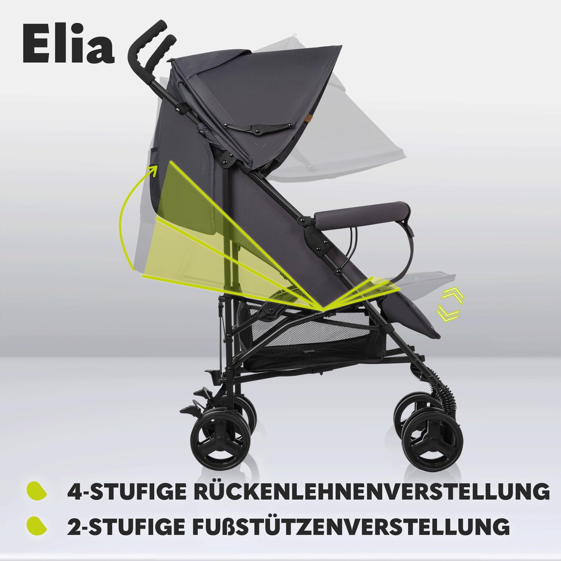 LIONELO Elia Buggy Small Foldable Pushchair up to 15 kg, Back and Footrest Adjustment, Rear Wheel Brake, Mosquito Net, Shopping Basket - Meloni2