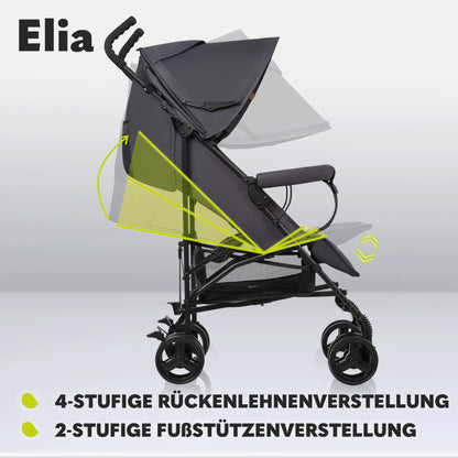 LIONELO Elia Buggy Small Foldable Pushchair up to 15 kg, Back and Footrest Adjustment, Rear Wheel Brake, Mosquito Net, Shopping Basket - Meloni2
