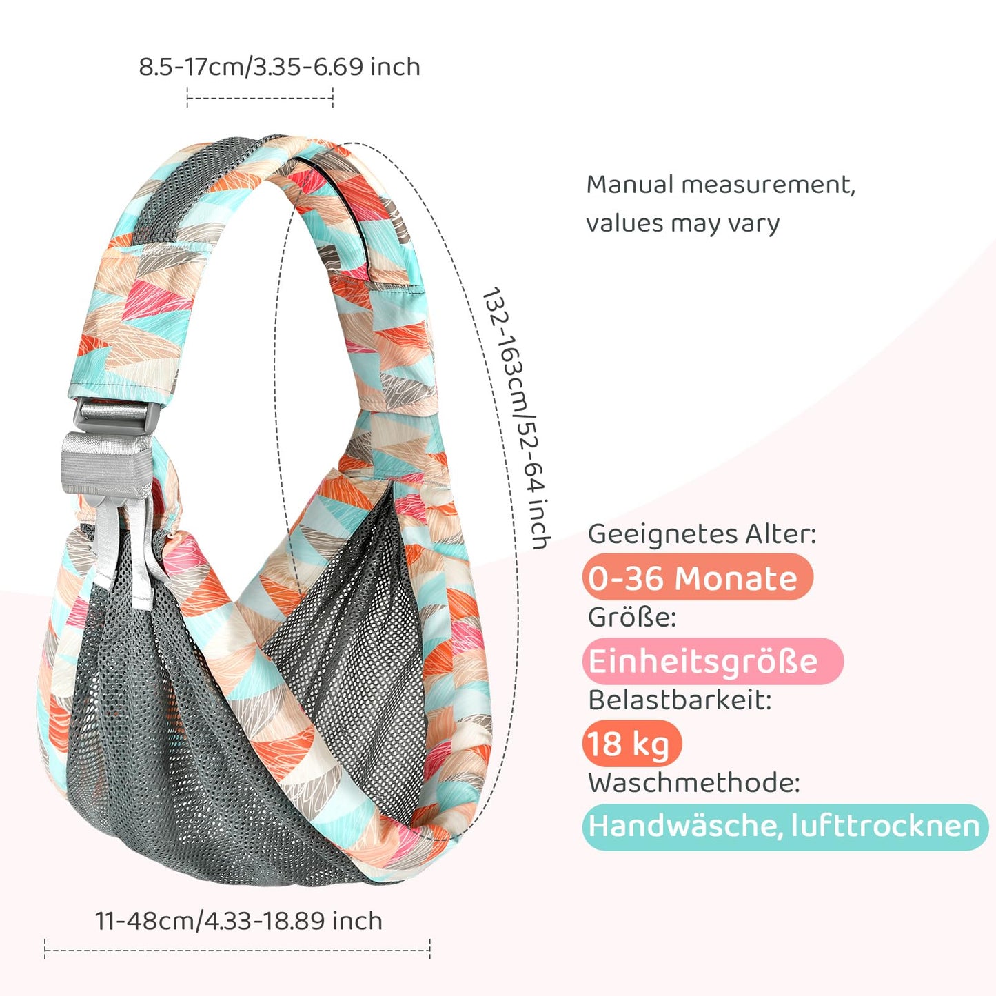Baby carrier for newborns from birth, ergonomic, child carrier, adjustable baby carrier, suitable for babies from 3 to 36 months, easy to put on, ideal for hands-free parenting 