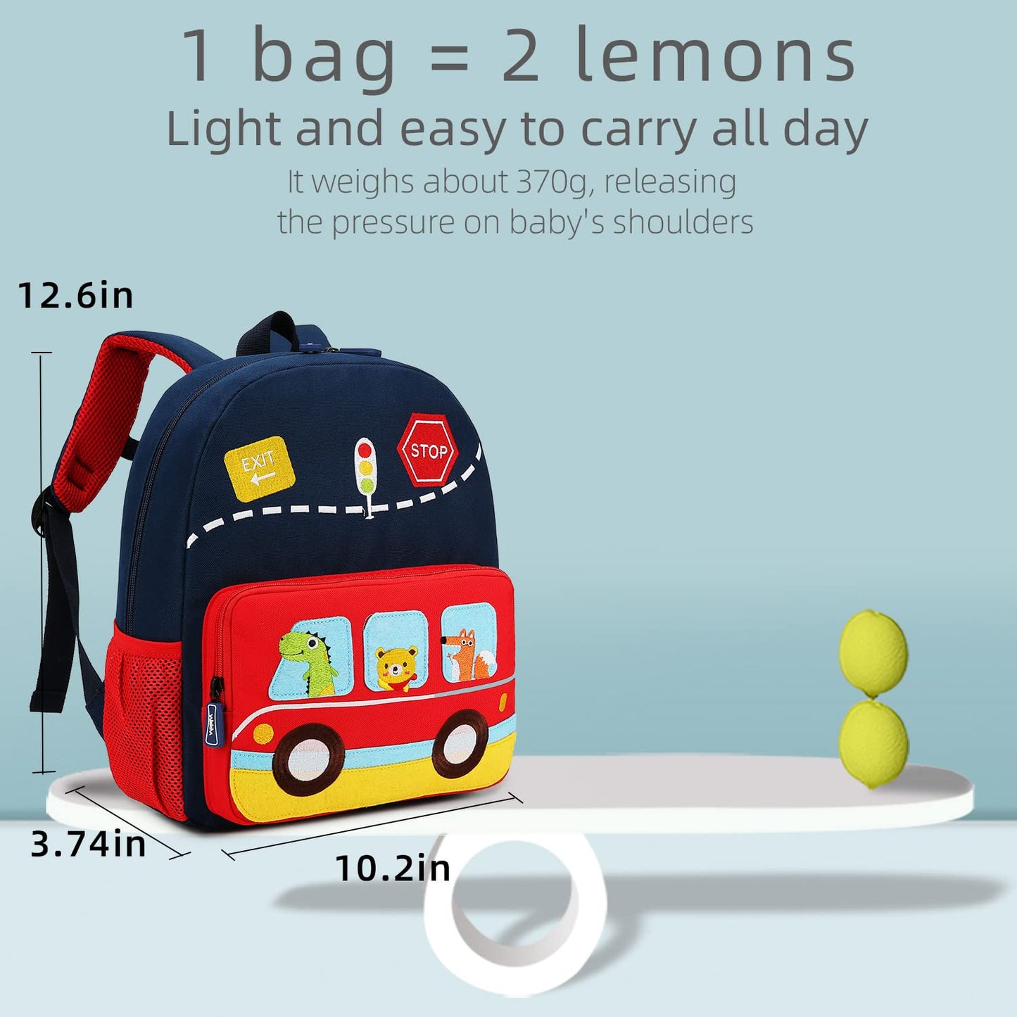 willikiva Car Dinosaur Toddler Kids Backpack for Boys and Girls Kids Waterproof Preschool Bag