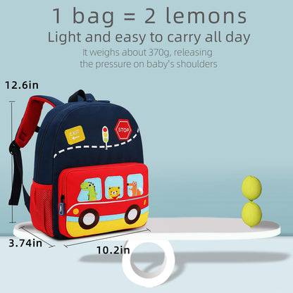willikiva Car Dinosaur Toddler Kids Backpack for Boys and Girls Kids Waterproof Preschool Bag