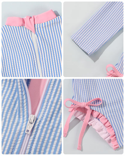 Baby Badeanzug Mädchen mit Sonnenhut Langarm UV Schutz Badebekleidung Für Baby-Mädchen Bademode Schwimmanzug