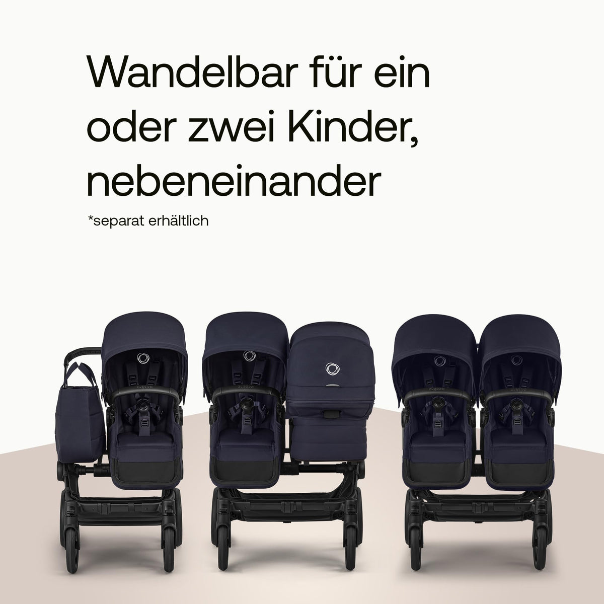 Bugaboo Donkey 6 Single, 2-in-1-Kinderwagen, für Neugeborene & Kleinkinder | umbaubar zum Doppel- und Zwillingskinderwagen, doppelter Stauraum und komfortable Einhand-Lenkung, Heritage Black Meloni2