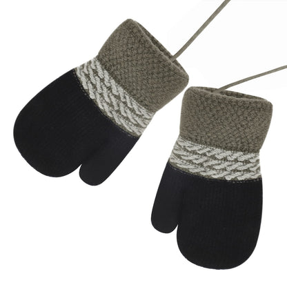Kids Winter Gloves Mittens Baby Cartoon Mitten Neck Gloves Thick Double Knitted Glove with Plush,0 - 3 years old, Playing, Running, Skiing