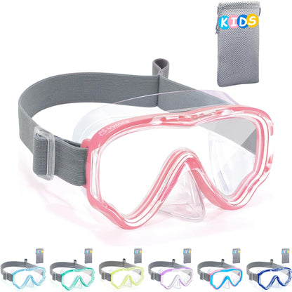 Vvinca Children's Diving Goggles with Fabric Band, Swimming Goggles Children for Years Boys Girls, Snorkel Mask Children 180° Panorama Anti-Leak Diving Mask Children for 3-13 Years