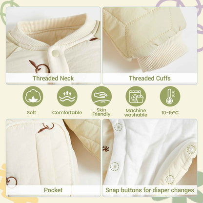 JiAmy Baby Snowsuit, Soft Romper, Newborn Winter Romper, Autumn Winter Warm Jumpsuit, Winter Suit for Toddlers, Girls, Boys, 6-18 Months