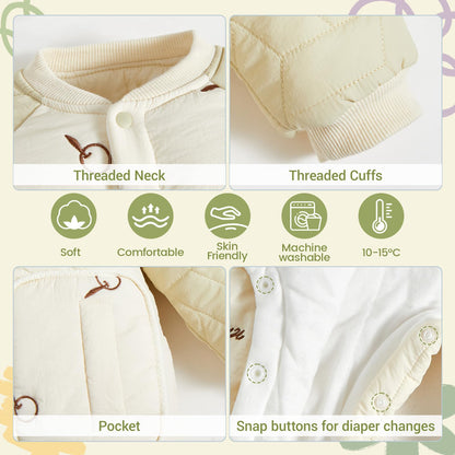Baby Schneeanzug, weicher Strampler, Neugeborenen Winter Strampler, Herbst Winter Warm Overall, Winter Anzug für Kleinkinder, Mädchen, Jungen, 6-18 Monate