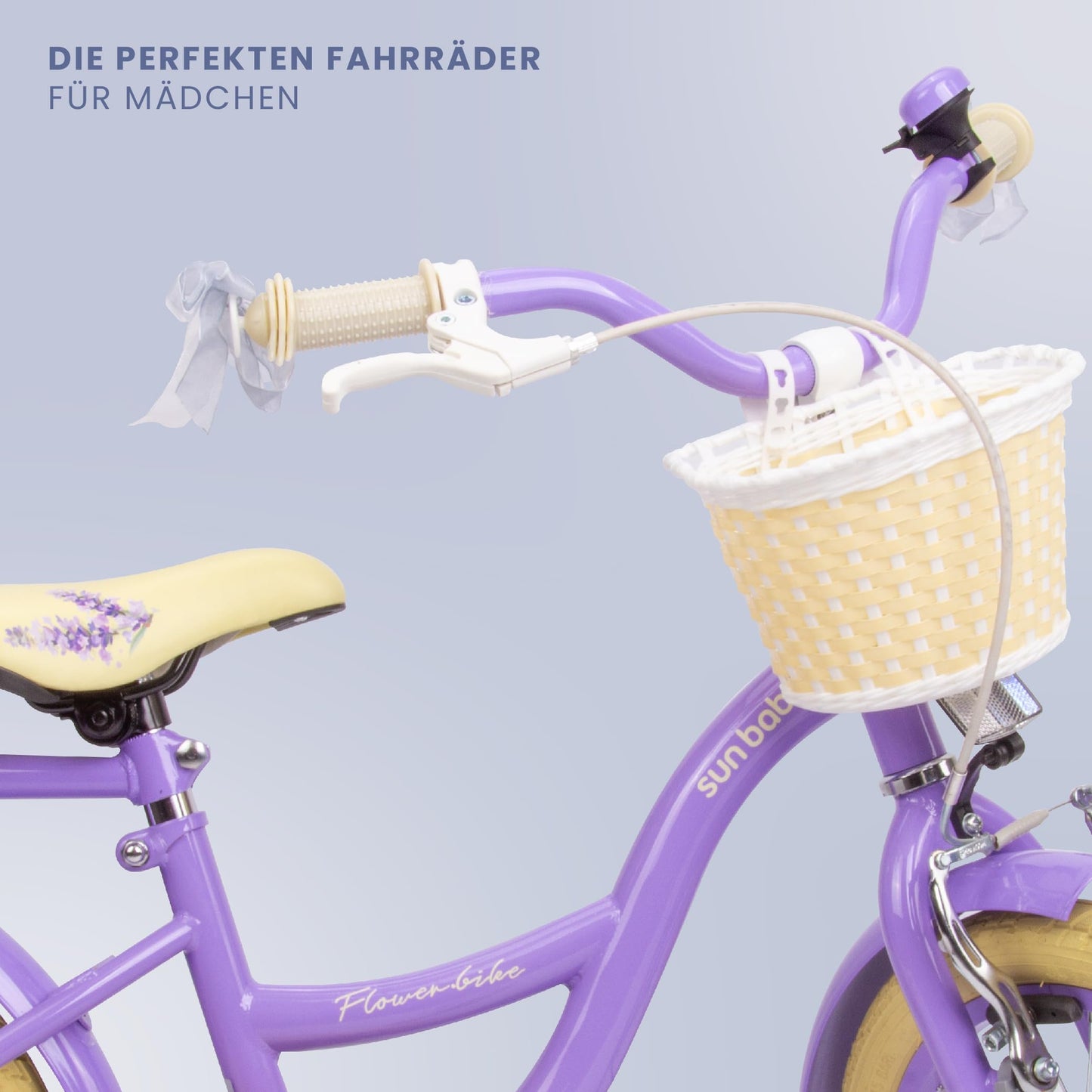 sun baby Mädchenfahrrad Flower Bike Radgröße zur Auswahl, mit Abnehmbarer Schubstange, Kinderfahrrad für Mädchen von 2 bis 6 Jahre